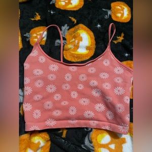 Pink Flower Reversible Crop Top